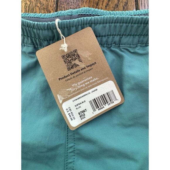 Patagonia Kids' 4" Baggies Shorts Unlined Subtidal Blue Size XL (14) NWT - Picture 4 of 6